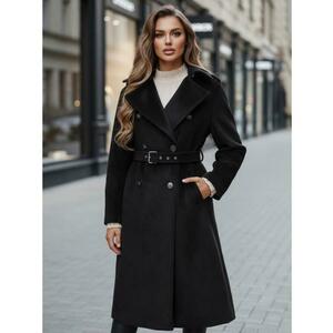 Női téli kabát, klasszikus trenchcoat, fekete színű kép