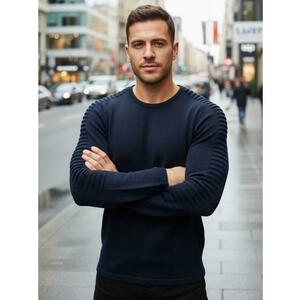 Férfi pulóver, sötétkék WX2297z kép