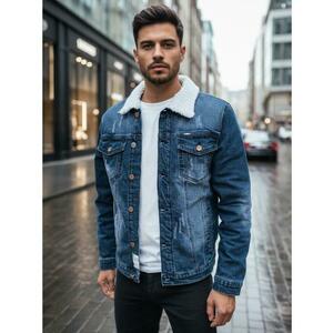 Férfi farmerdzseki, bélelt, sötétkék kép