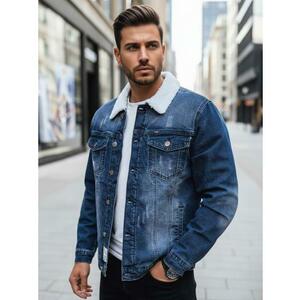 Férfi dzseki bunda béléssel és prémmel, kék kép