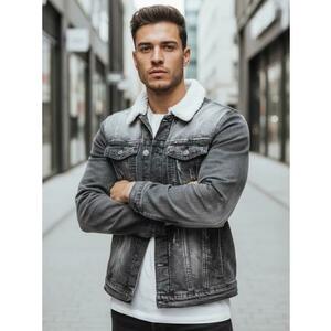 Férfi dzseki bunda béléssel és prémmel, fekete kép