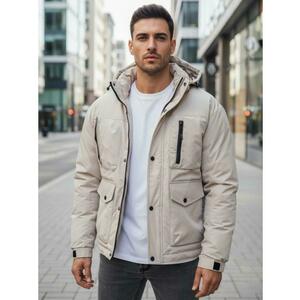 Férfi téli kabát kapucnival, világos bézs kép