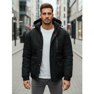 Férfi téli kabát kapucnival, fekete kép