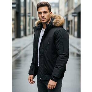 Férfi téli kabát kapucnival, fekete kép