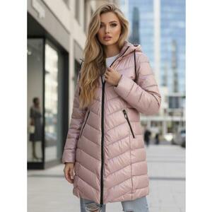 Női lila hosszú steppelt téli kabát kép