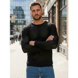 Férfi fekete pulóver kép