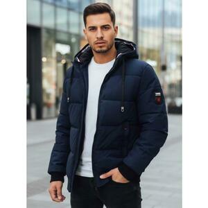 Férfi téli kabát kapucnival, sötétkék kép