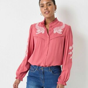 Blúz fodros és hímzett mintával kép