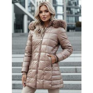 Női steppelt téli kabát WINTERZIP kapucnival, bézs kép