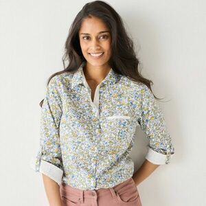 Felhajtott ujjú, virágmintás ing kép