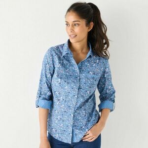 Felhajtott ujjú, virágmintás ing kép