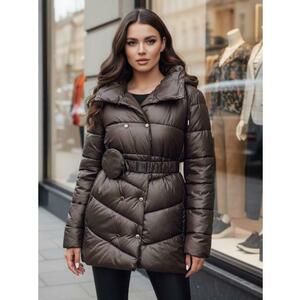 Női téli steppelt kabát kapucnival BLOOM mocha kép