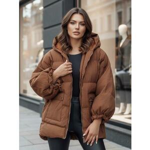 Női steppelt kabát kapucnival PARIMA camel kép