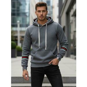 Férfi szürke kapucnis pulóver kép