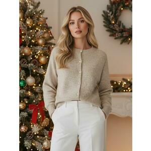 Női pulóver gombokkal, SELINA, bézs kép