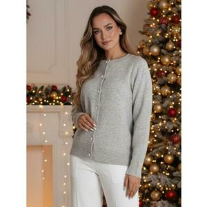 Női pulóver gombos záródással, SELINA, szürke kép