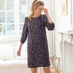 Egyenes ruha 7/8 ujjakkal nyomott mintás kép