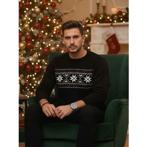 Férfi fekete pulóver kép