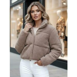 Női téli rövid kabát alpaka szövetből CELESTIAL, kamel kép