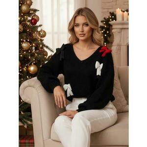 Női pulóver egy méretben, PUREBOW, fekete kép