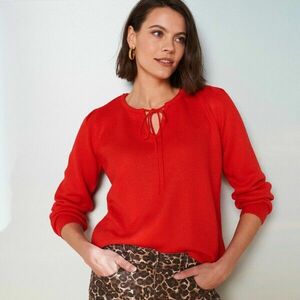 Pulóver húzózsinórral a nyakkivágásnál kép