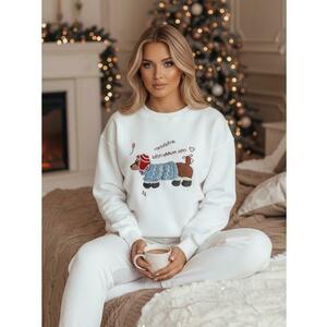 Női oversize pulóver DOGSWEETY hímzéssel, fehér kép