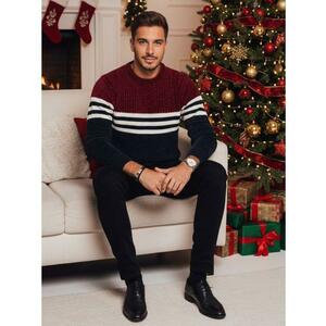 Férfi sötétkék csíkos pulóver kép