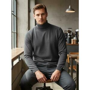 Férfi pulóver galléros, világosszürke színű kép