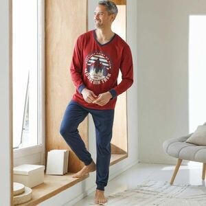 Mintás V-nyakú pizsama nadrággal kép