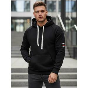 Férfi fekete kapucnis pulóver kép