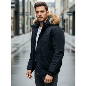 Férfi téli kabát kapucnival, sötétkék kép