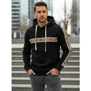 Férfi fekete kapucnis pulóver kép