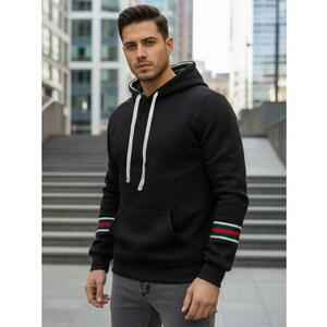 Férfi fekete kapucnis pulóver kép