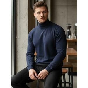 Férfi pulóver sötétkék színben kép