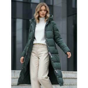 Női hosszú zöld téli kabát kép
