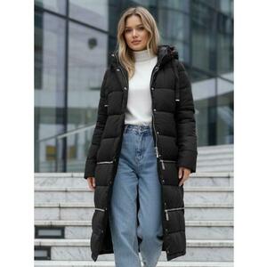 Női téli hosszú kabát, fekete kép
