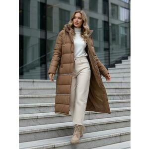 Női téli hosszú kabát, kamel kép