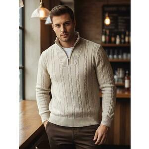 Férfi pulóver, bézs kép