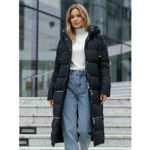 Női téli hosszú kabát, sötétkék kép