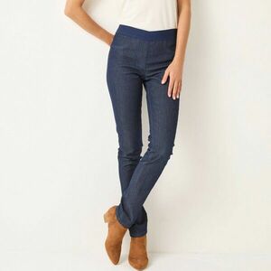 Farmerből készült, rugalmas leggings rugalmas derékkal, magasabb alakért kép