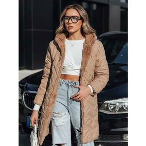 Női hosszú steppelt kabát, sötétbézs kép