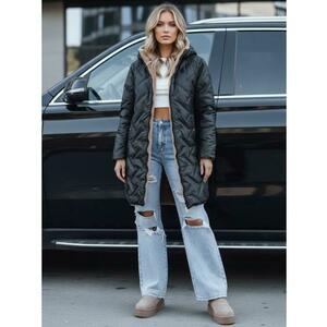 Női hosszú steppelt kabát, fekete kép