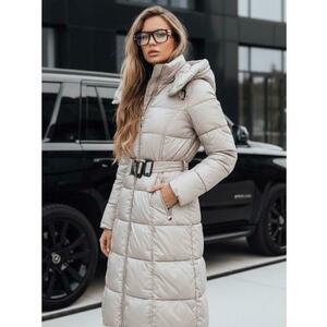 Női téli steppelt kabát kapucnival, bézs kép