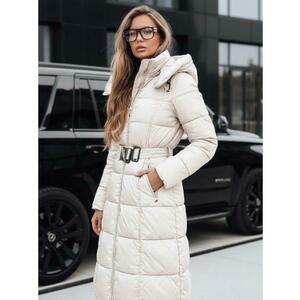 Női téli steppelt kabát kapucnival, fehér kép