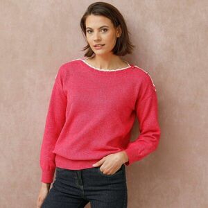 Csónaknyakú pulóver gyapjúkeverékkel kép