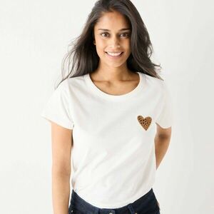 Egyszínű rövid ujjú póló szívecske mintával kép