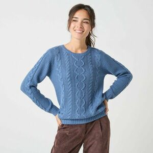 Kerek nyakú pulóver kábelmintával kép