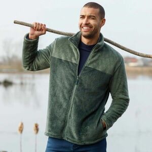 Kétszínű, plüss, cipzáras polár pulóver kép