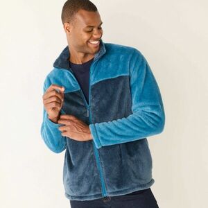 Kétszínű, plüss, cipzáras polár pulóver kép