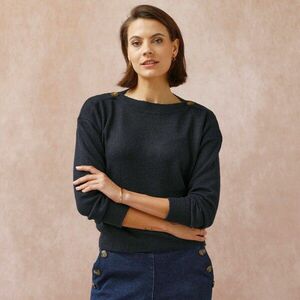 Csónaknyakú pulóver, egyszínű kép